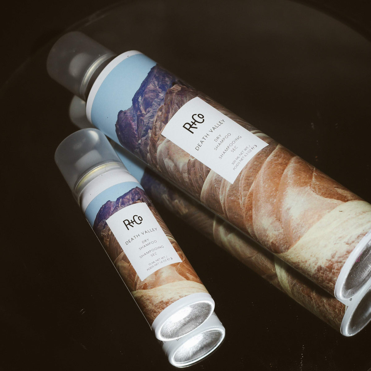 R+Co Death Valley on bathroom shelf in styled setting showing everyday styling and aesthetic benefit
