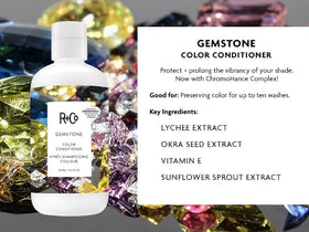 R+Co Gemstone conditioner being dispensed, seals cuticle for smoother ends