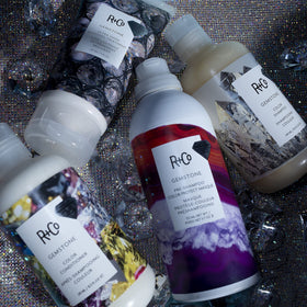 R+Co Gemstone used in salon styling scene showing instant polished, reflective finish