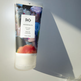 R+Co MANNEQUIN paste texture close-up showing matte grip for styling benefit