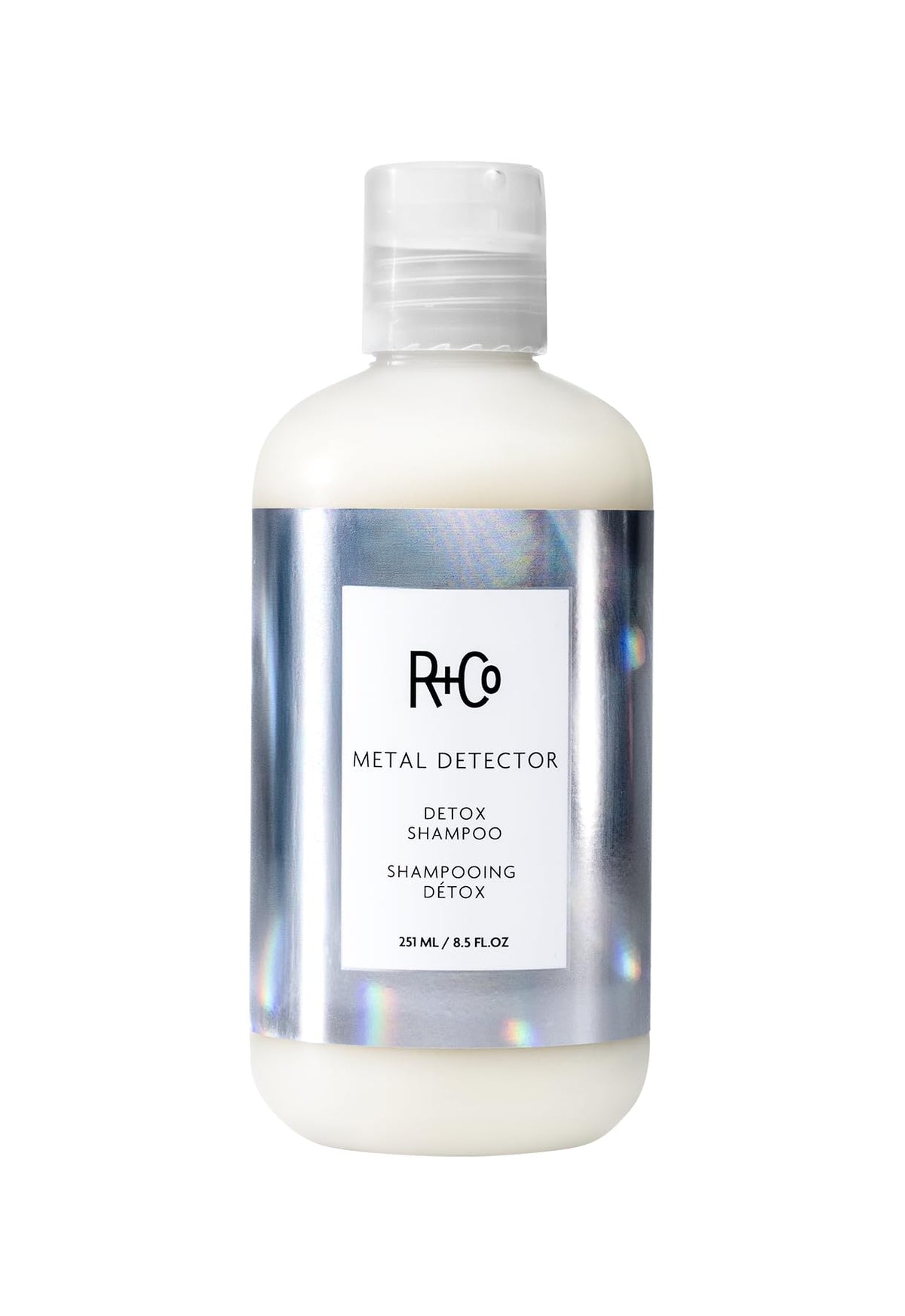 R+Co METAL DETECTOR front bottle showing label and size for quick identification and benefit