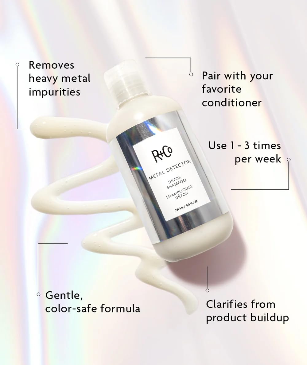 R+Co METAL DETECTOR foamy lather on hand demonstrating gentle cleansing and effectiveness