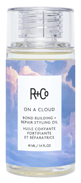 R+Co bottle front view showing label and compact travel-size benefit