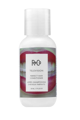 R+Co Television conditioner front packaging shows tube and branding for easy travel