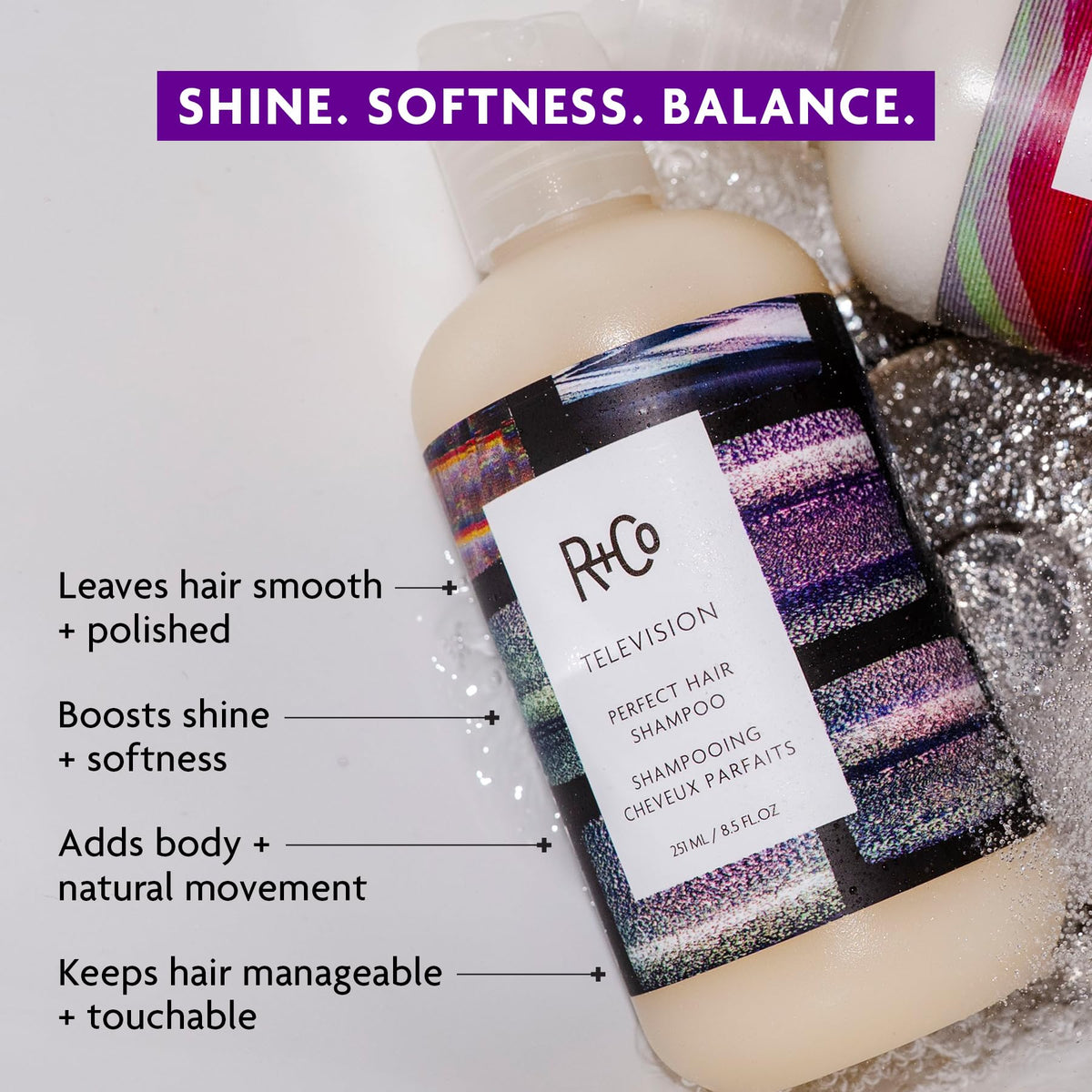 R+Co back label close-up highlighting ingredients and transparency benefits