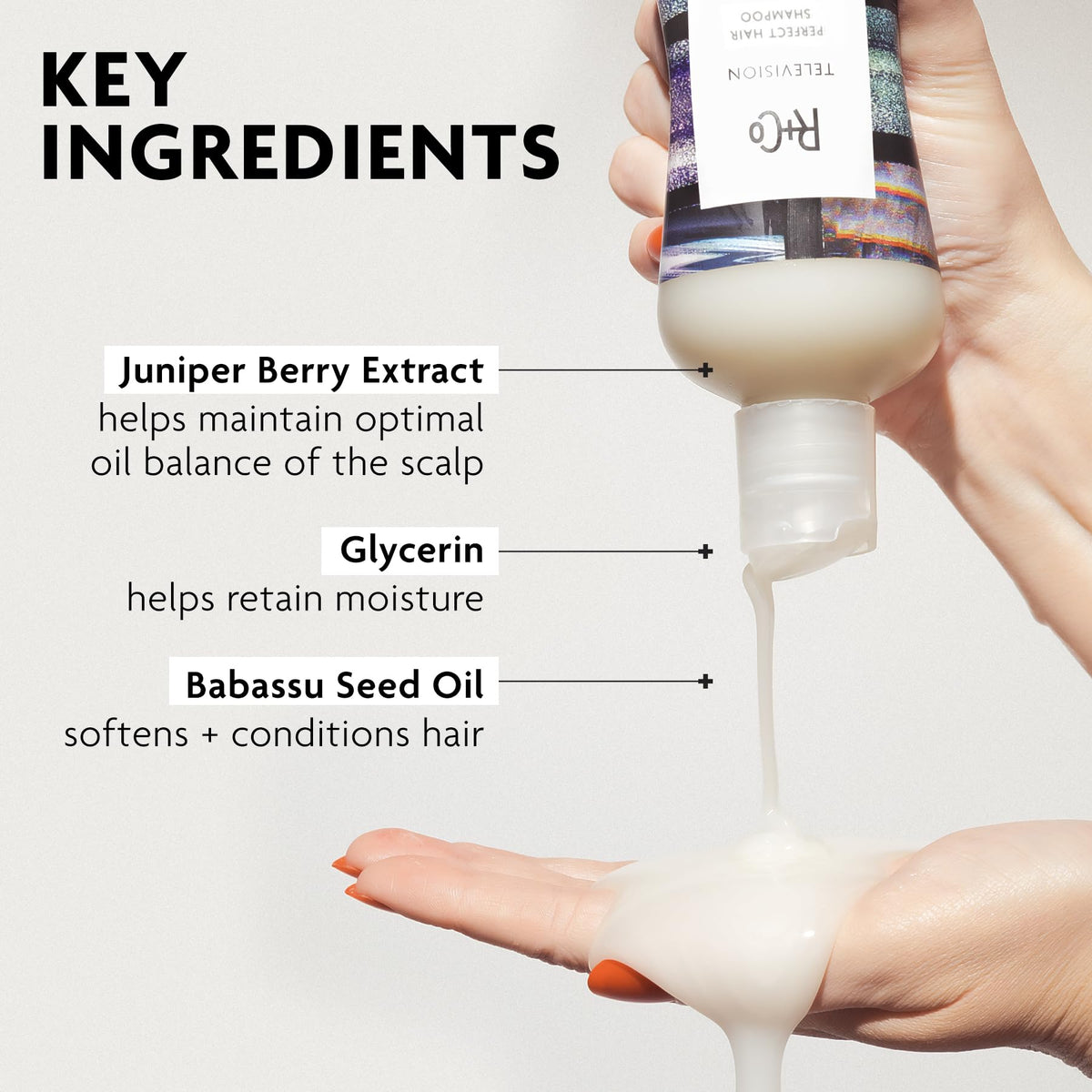 R+Co rich lather close-up illustrating gentle cleansing and foaming benefit