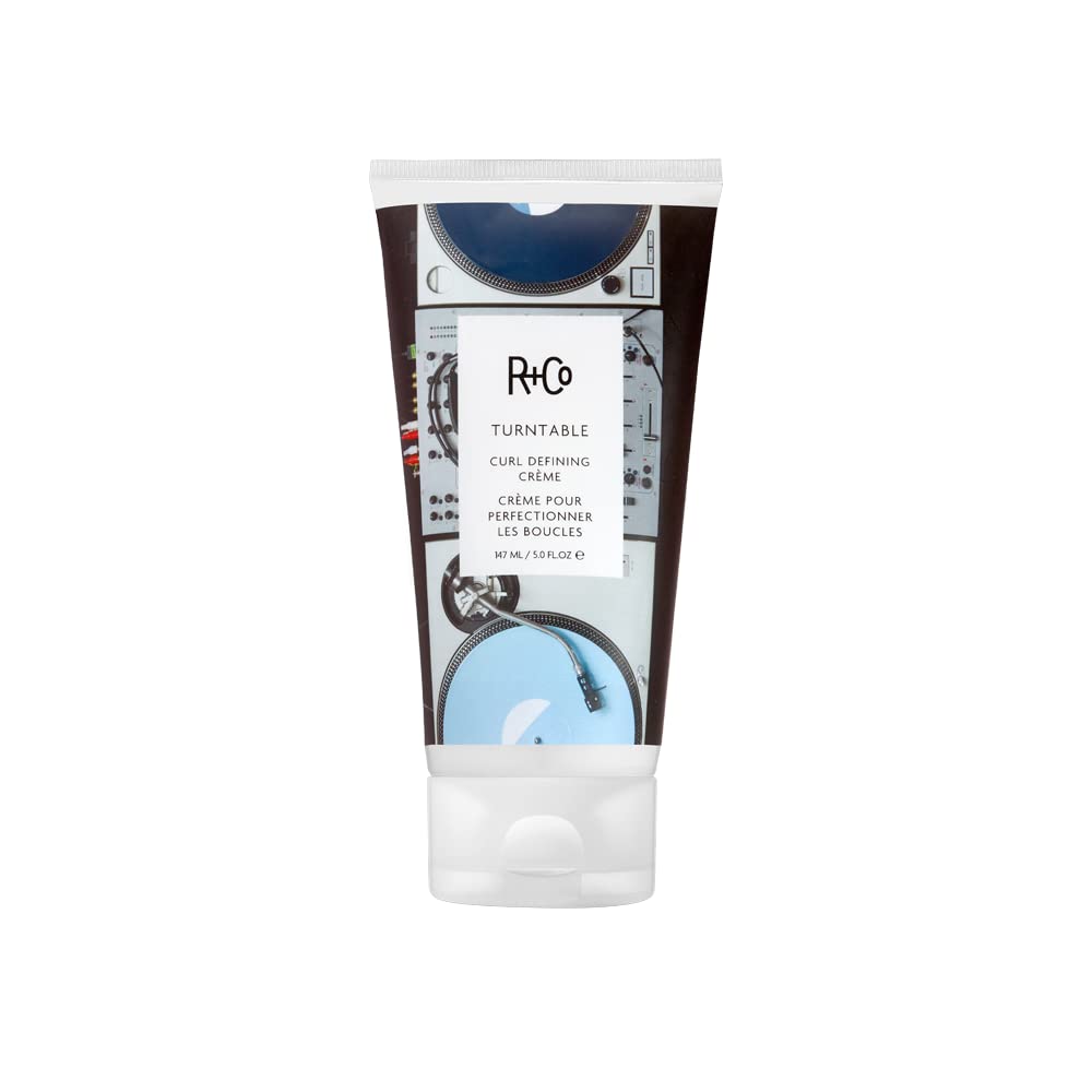 R+Co Turntable curl defining crème front packaging showing tube and product benefits