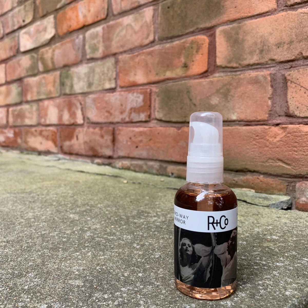 R+Co application on damp hair demonstrating smoothing before blow-dry
