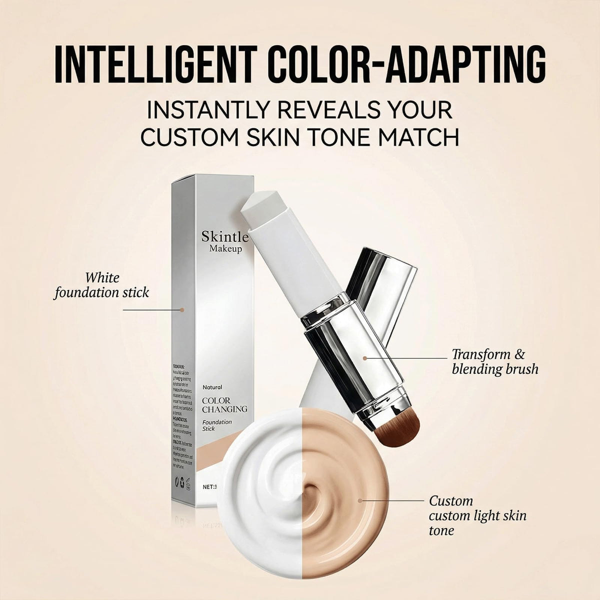RCSCBC Skintle texture stroke on skin showing color-change and blendability benefit
