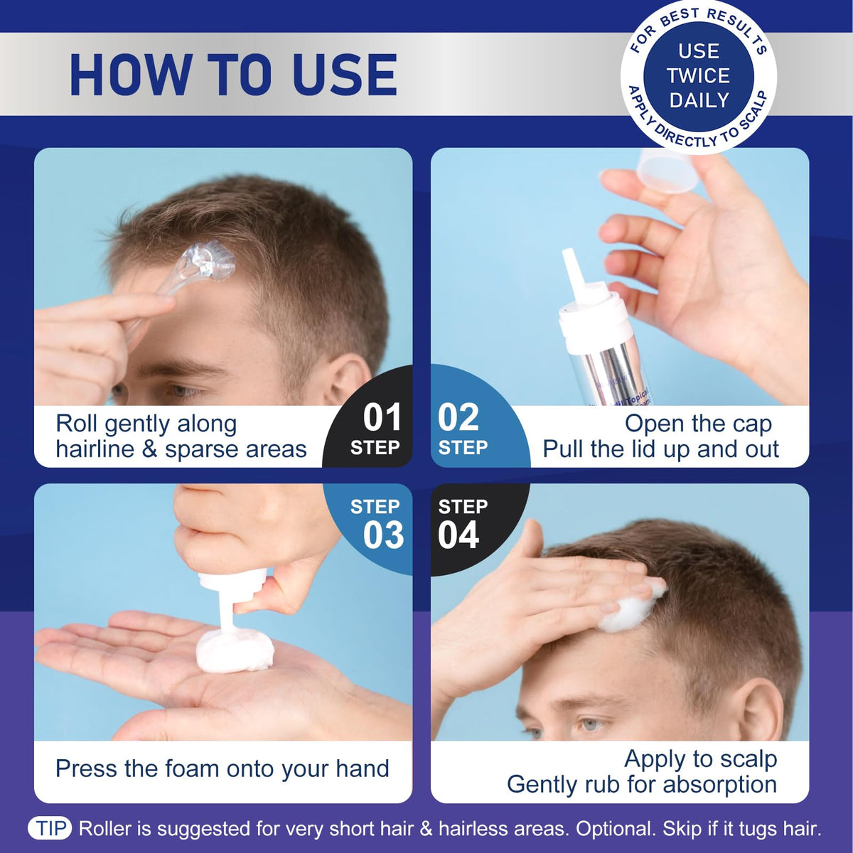 RDVHDLW application on scalp demonstration for even coverage and ease