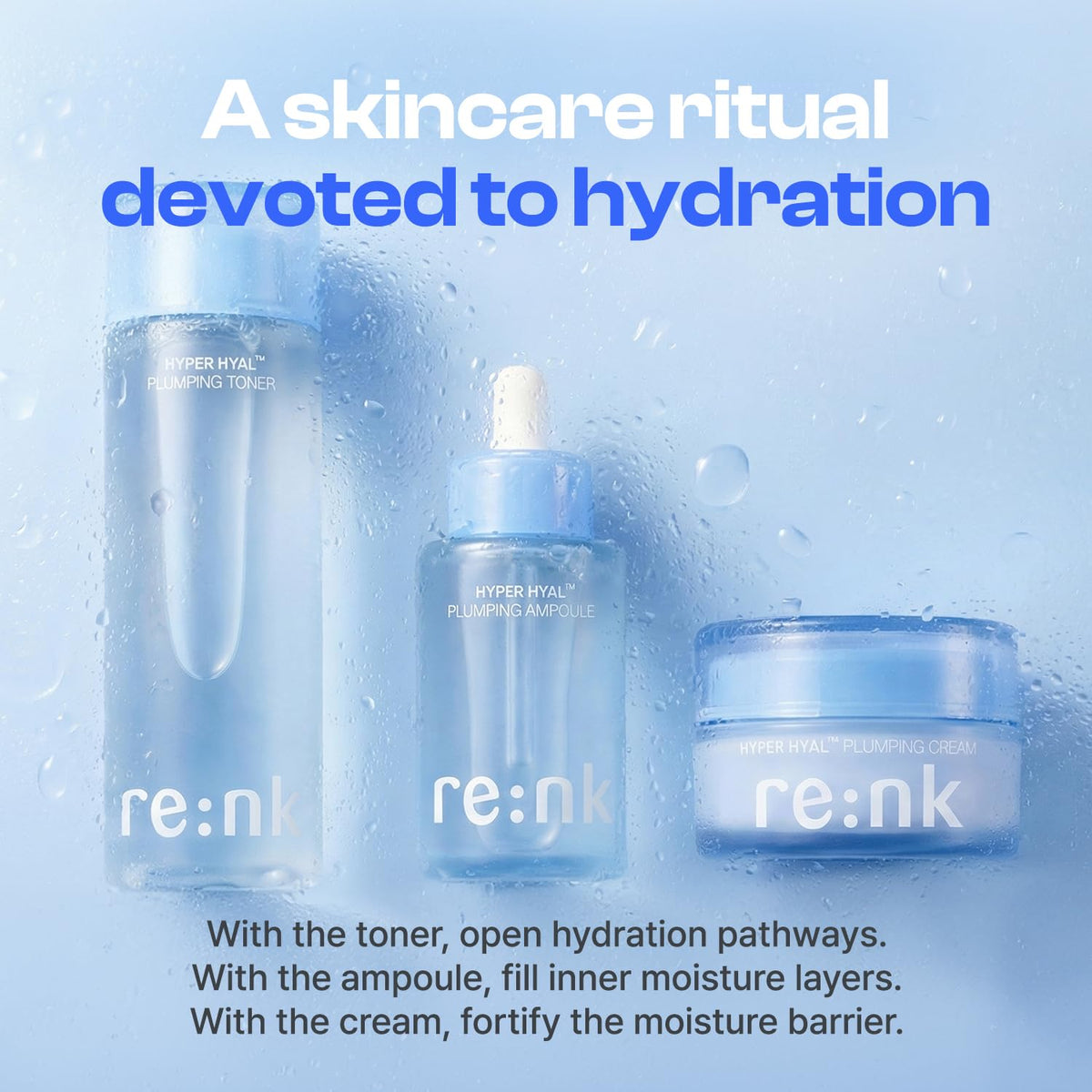 re:nk applying serum to skin for instant hydration and plumping
