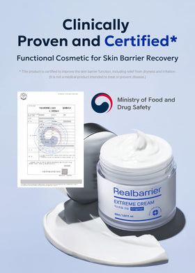 Real Barrier application on cheek showing soothing hydration effect