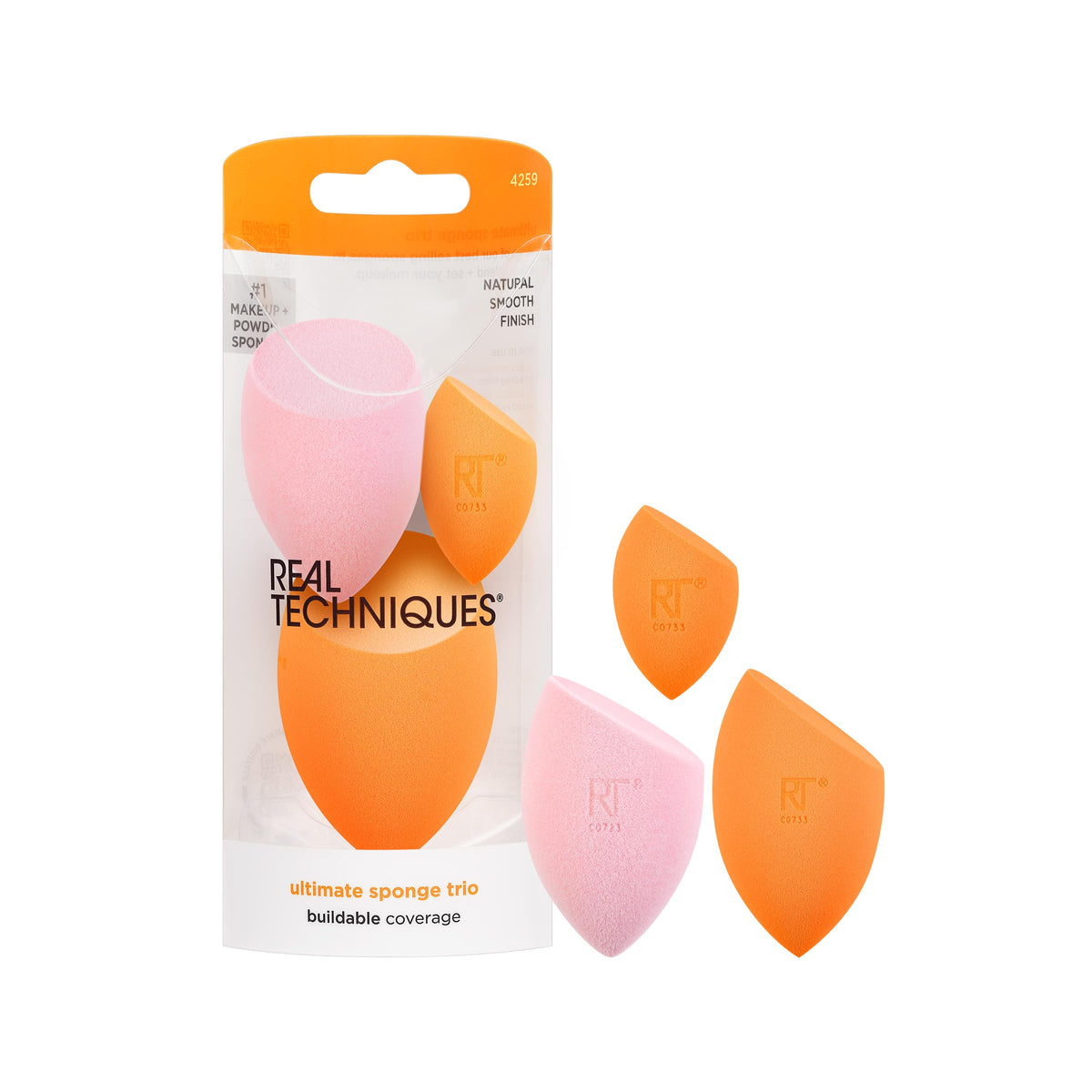Real Techniques front packaging showing the trio and product benefits