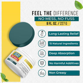 Real Time Pain Relief cream texture close-up showing thick non-greasy balm consistency
