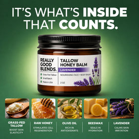 Really Good Blends application on hand demonstrating easy absorption and moisturized skin