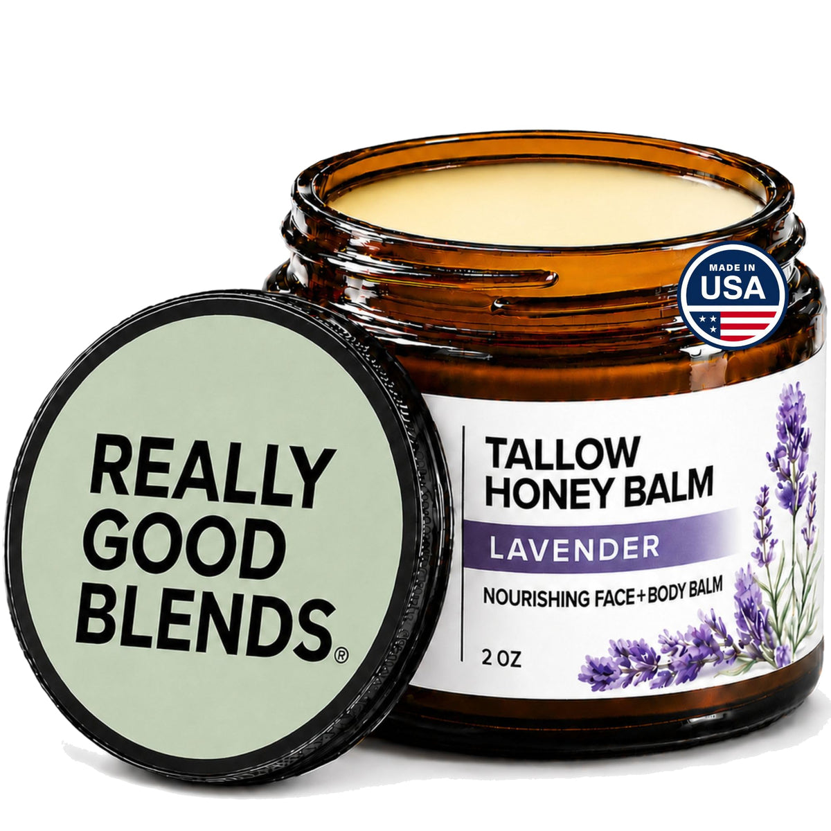 Really Good Blends front jar view showing compact 2 oz packaging and clean label benefits