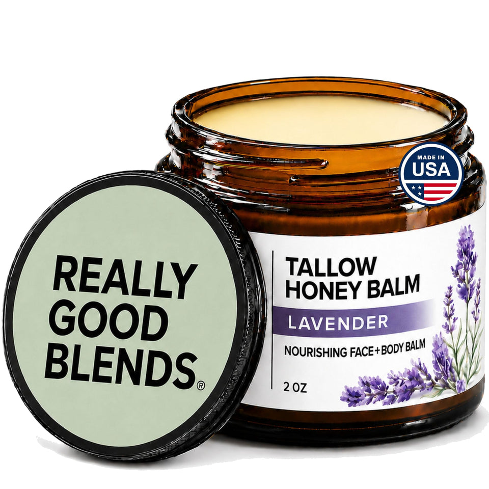 Really Good Blends front jar view showing compact 2 oz packaging and clean label benefits