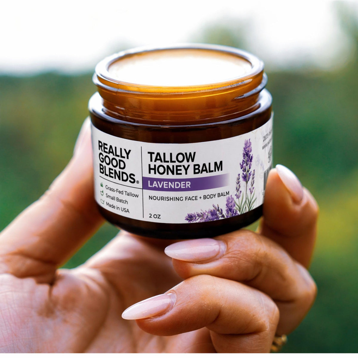 Really Good Blends ingredients flatlay with tallow honey beeswax illustrating natural sourcing