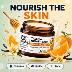 Really Good Blends creamy balm texture close-up demonstrating smooth meltability