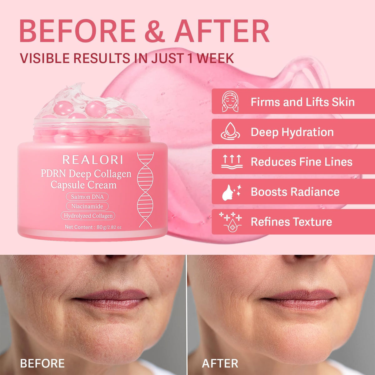 realori application massage with fingers demonstrates easy melting capsules and glow
