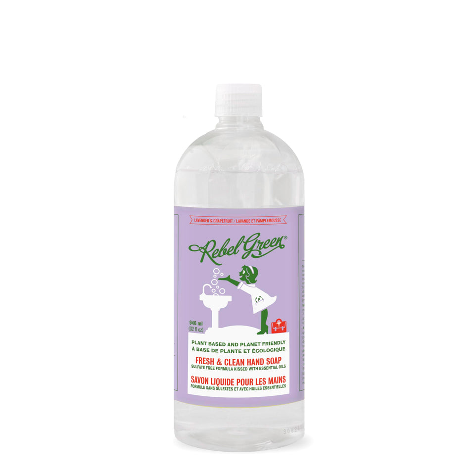 Rebel Green front packaging showing 32 fl oz refill and scent benefits