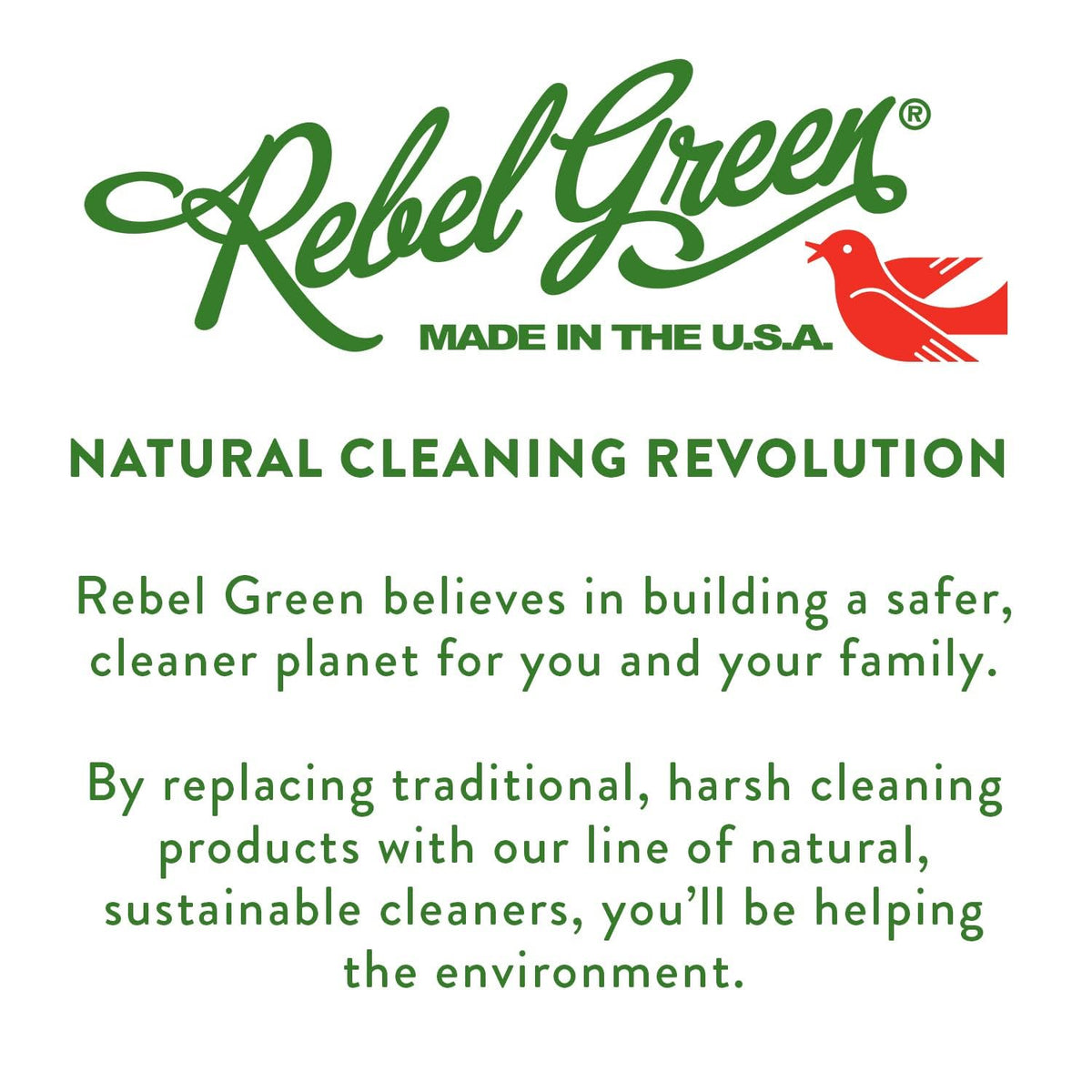 Rebel Green label detail highlighting plant-based ingredients and safety