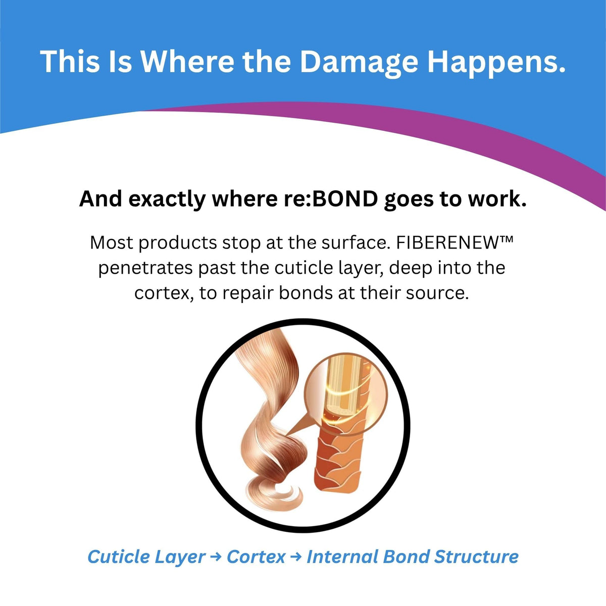 reBOND being applied to damp hair demonstrating improved manageability