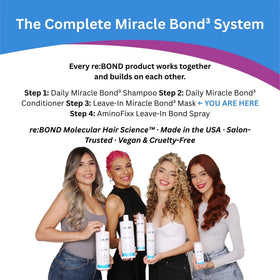 reBOND on bathroom shelf lifestyle shot showing everyday salon-quality routine