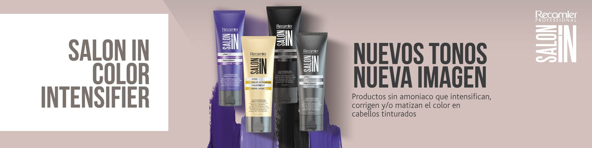 RECAMIER mask applied in salon-style to lightened hair demonstrating tone correction and improved shine