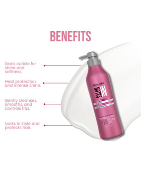 RECAMIER pump dispensing shampoo showing smooth texture for gentle hydration