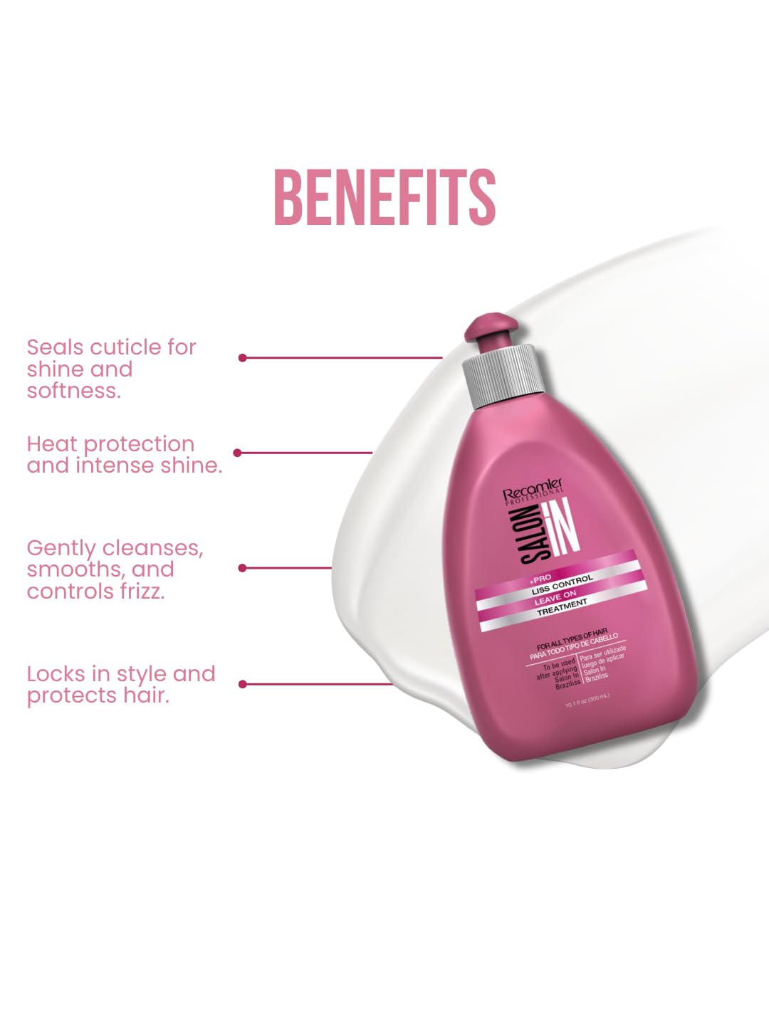 Recamier Salon In texture closeup revealing lightweight cream that smooths hair fibers