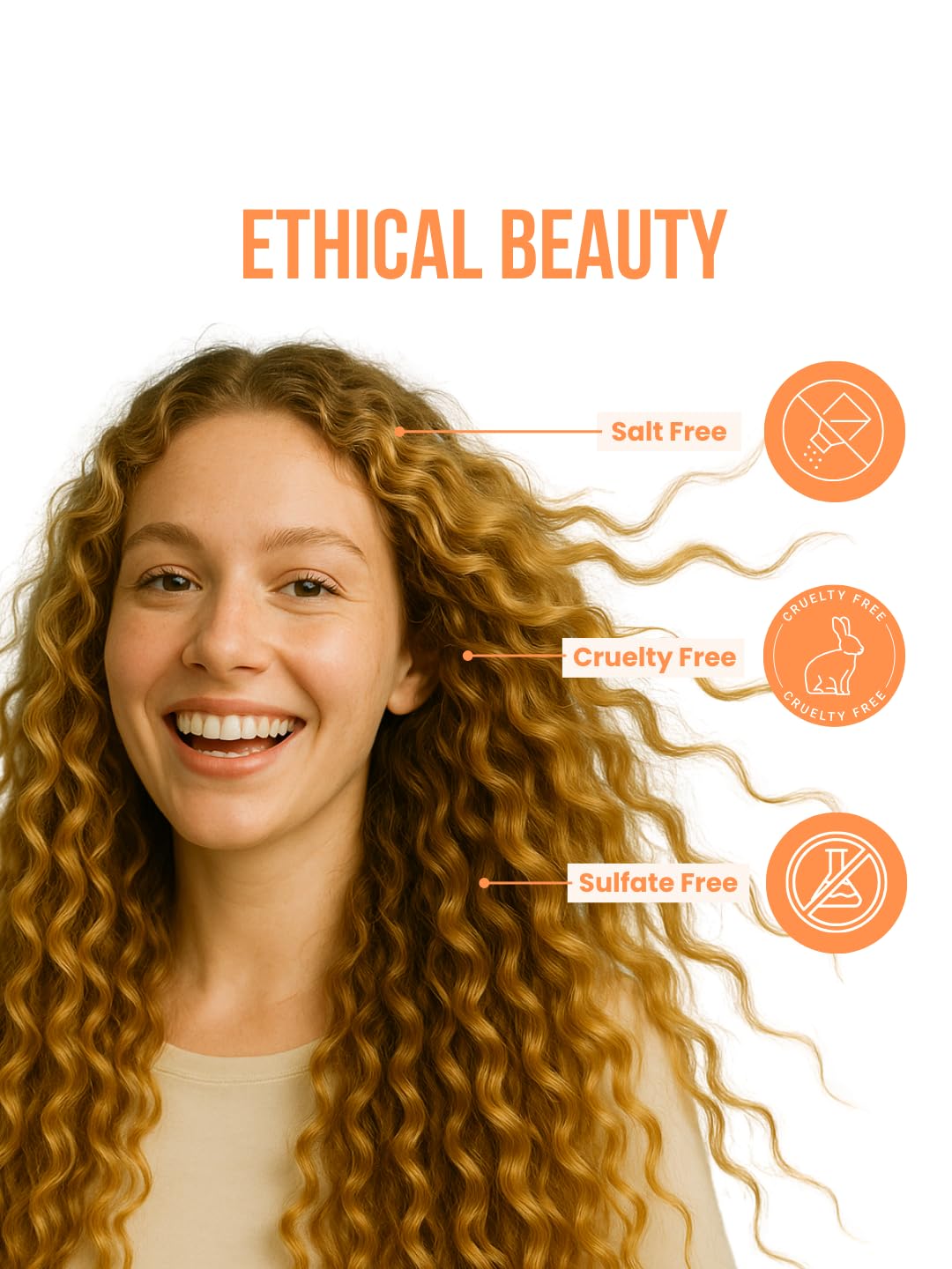 Recamier Salon In applied to damp curly hair demonstrating definition benefit