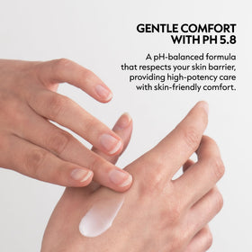 RE:CIPE cream spread on hand illustrating absorbency and non-greasy hydration benefit