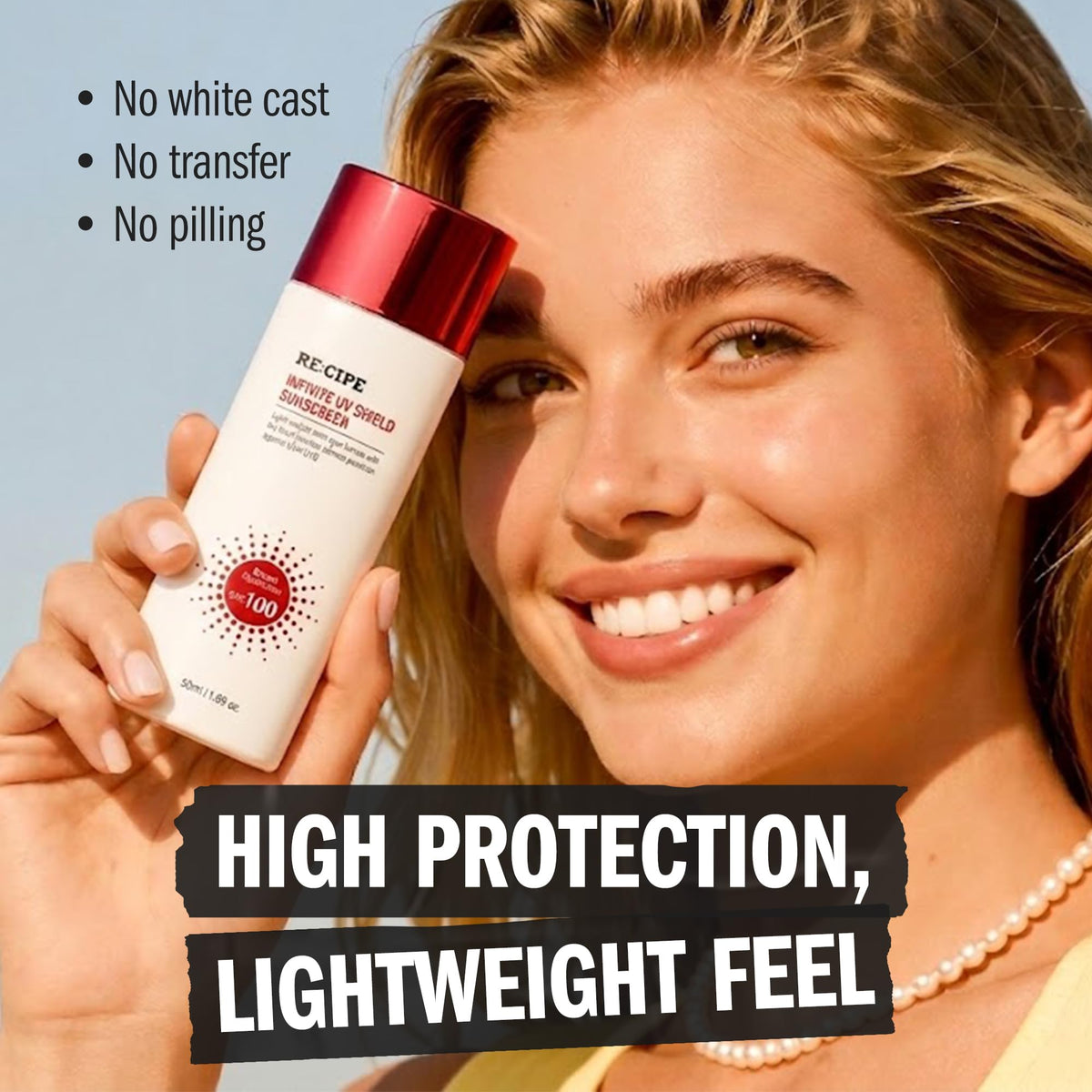 RE:CIPE sunscreen applied to hand showing no white cast