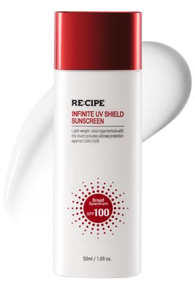 RE:CIPE front packaging showing SPF 100 and benefits