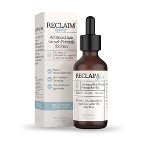 Reclaim Gang front bottle view showing 60ml dual-action serum and clear benefits