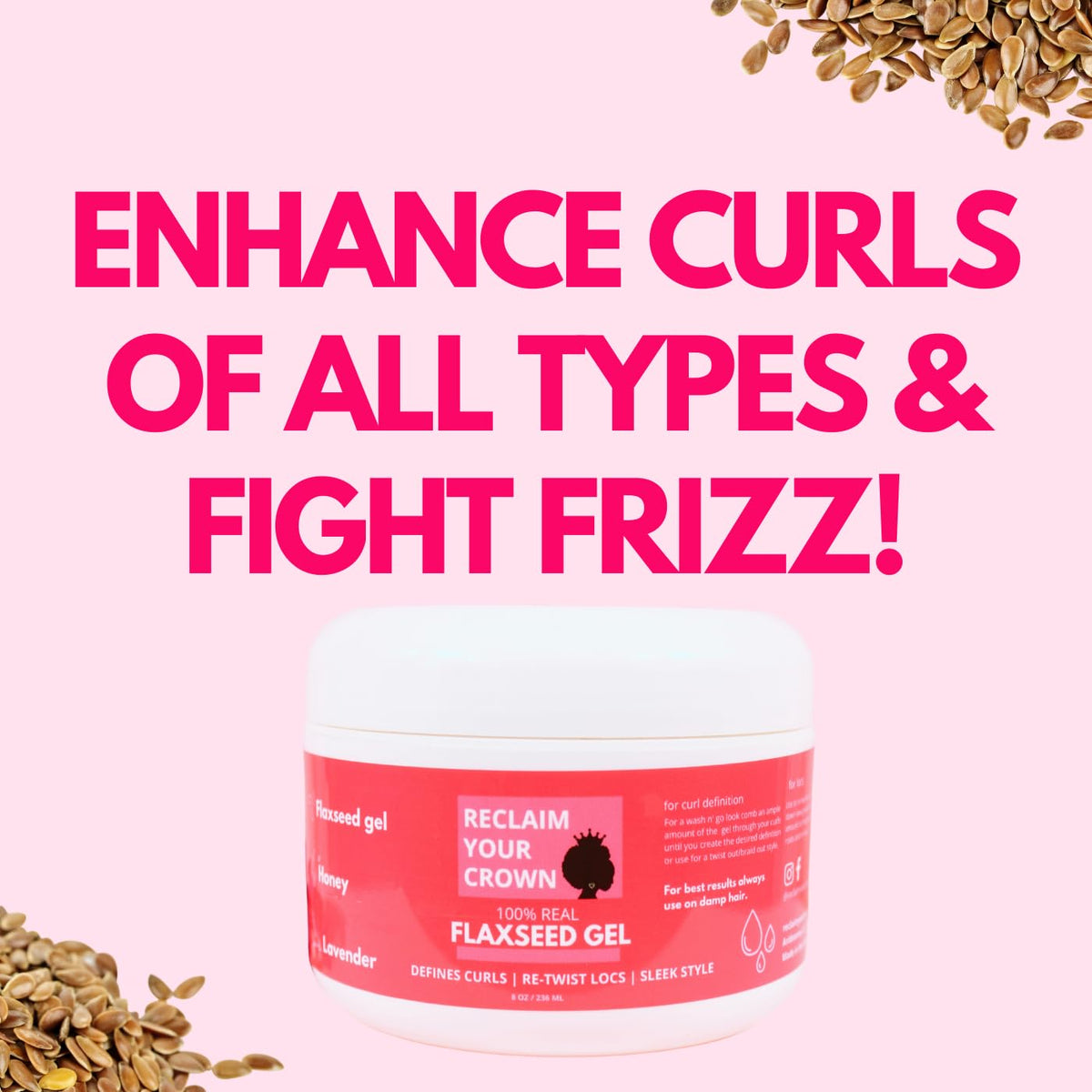 Reclaim Your Crown being applied to damp hair to define curls and reduce frizz