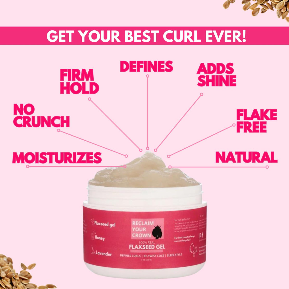 Reclaim Your Crown jar open with gel visible, demonstrating clean natural ingredients
