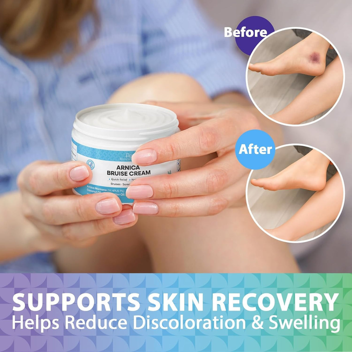Recuren Plus used on face area showing gentle care for delicate skin