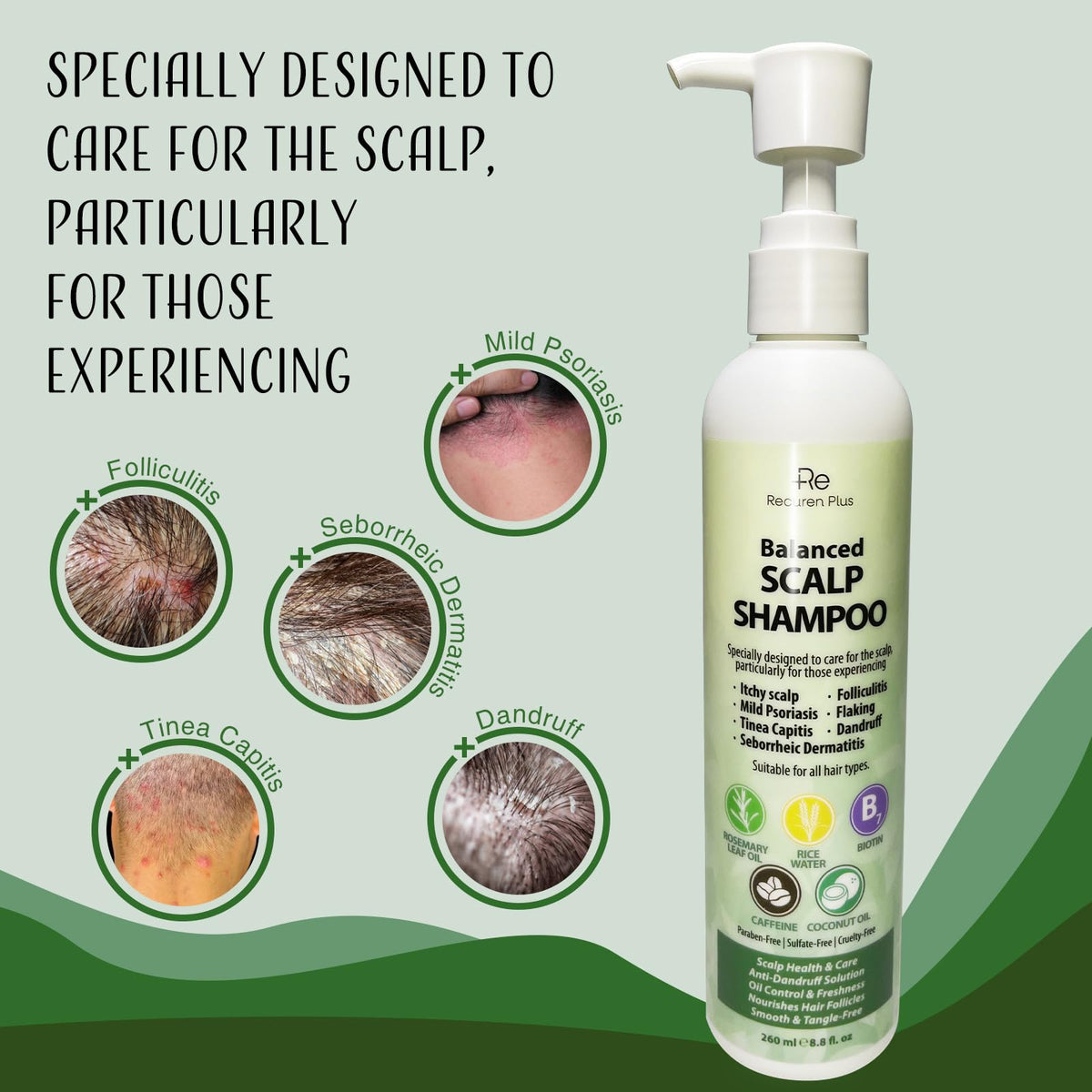 Recuren Plus in-shower application showing scalp massage and comfort