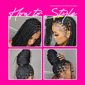 Red by Kiss before-and-after box braids showing reduced frizz and high shine finish