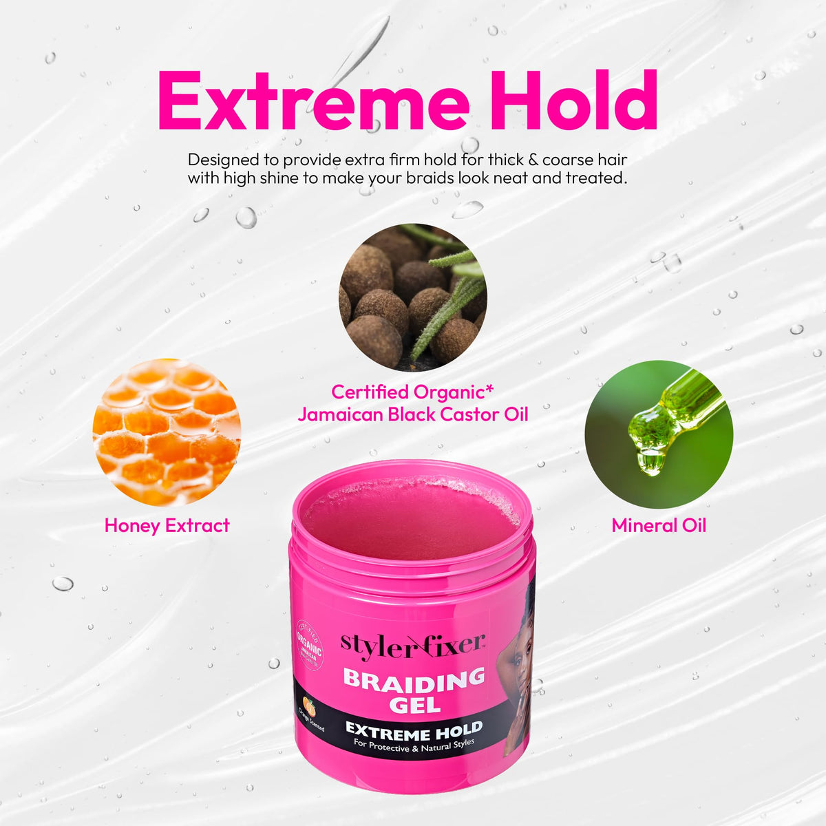Red by Kiss open jar showing gel texture and glossy finish to demonstrate smoothing benefit