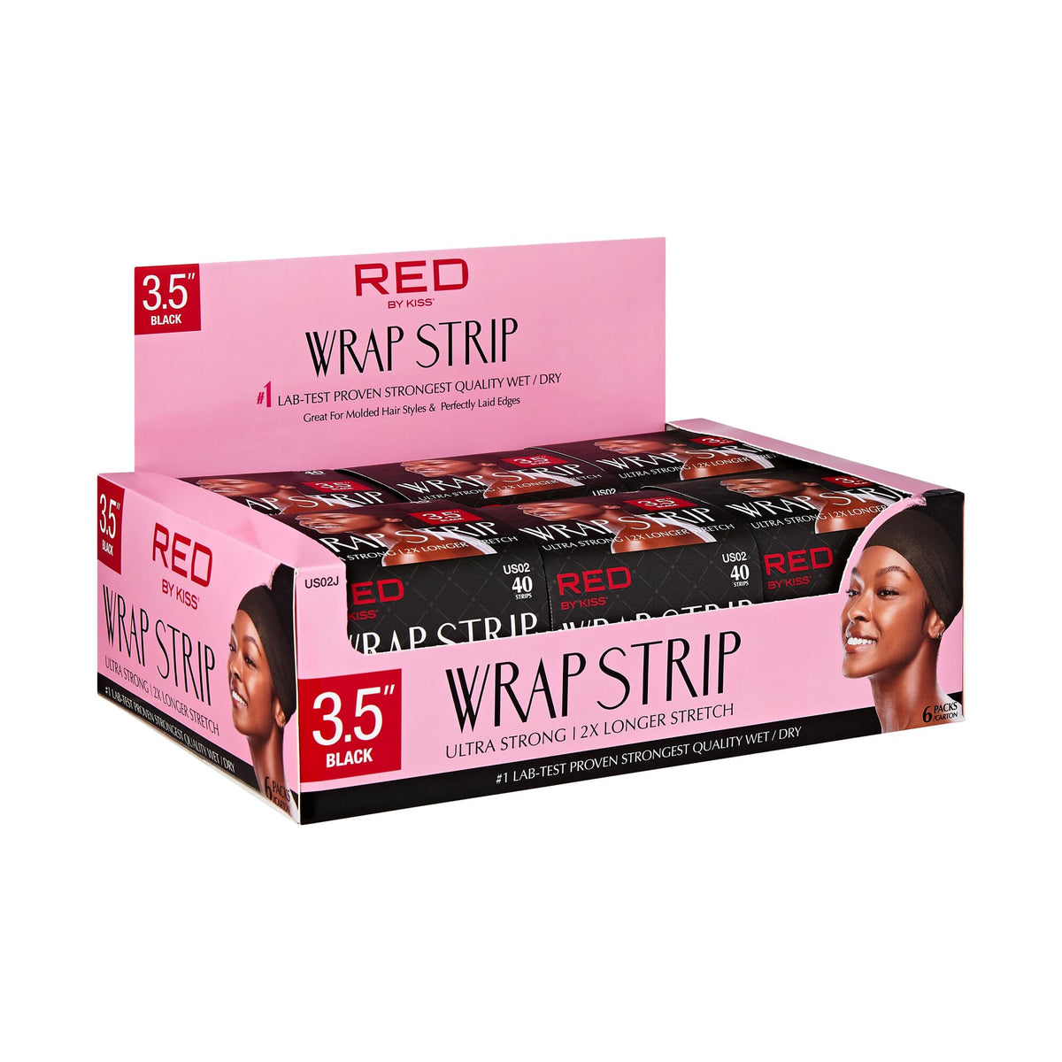 Red by Kiss side-by-side length comparison displaying 2.5 and 3.5 inch strips for choice