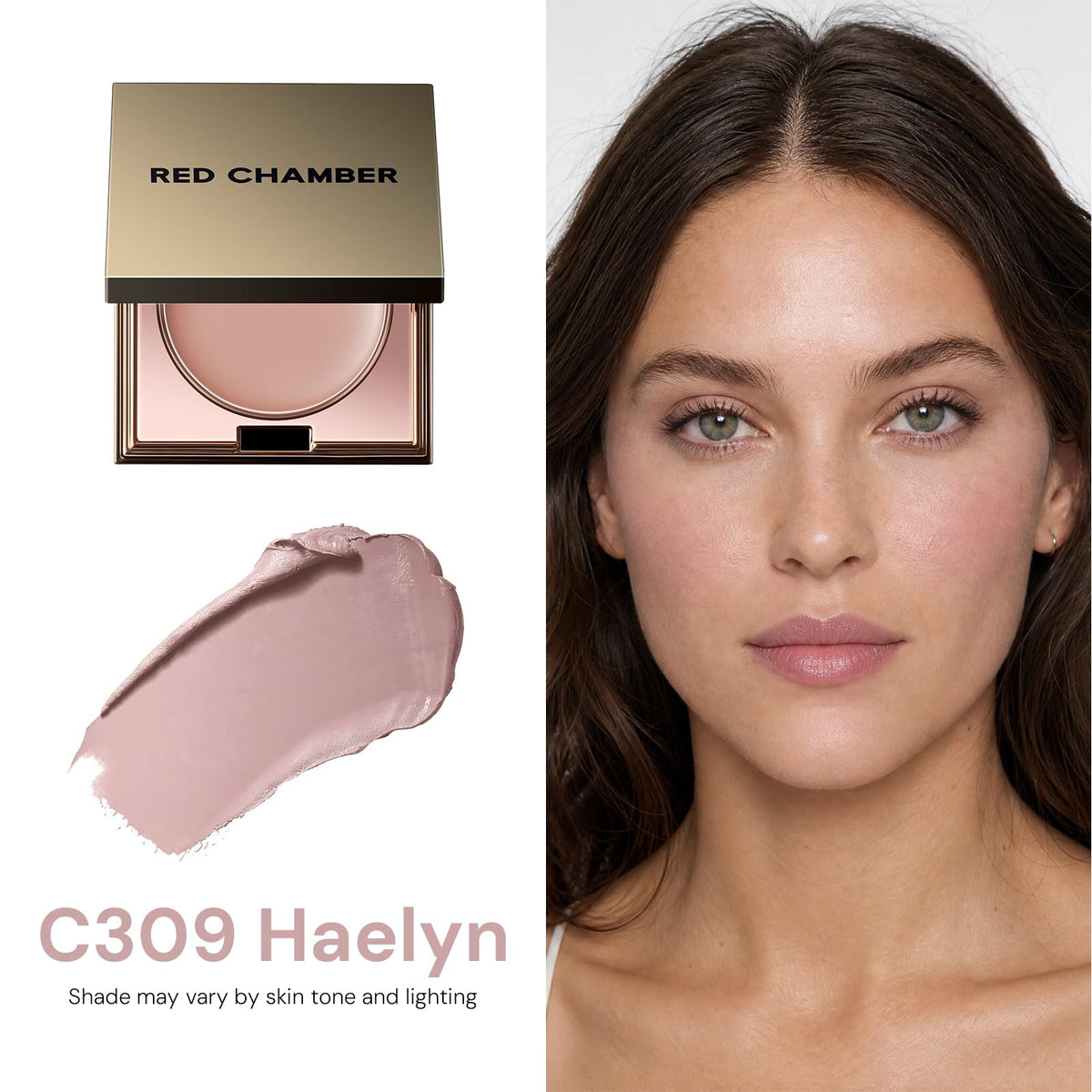 RED CHAMBER open compact with mirror ready for on-the-go touch-ups