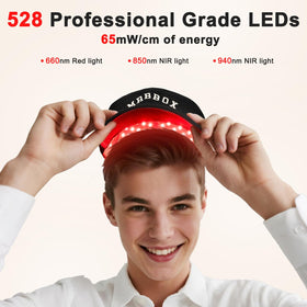 Red Light Hair Growth Cap interior LED layout showing 528 emitters for full coverage benefit