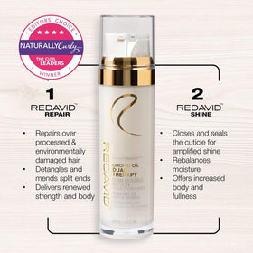 redavid application on wet curly hair demonstrating detangling and definition
