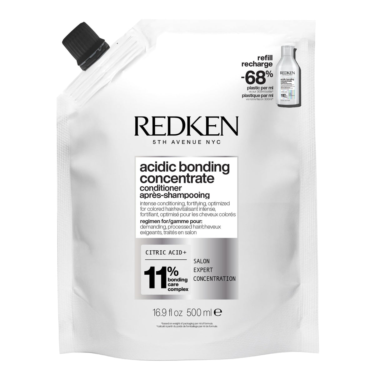 Redken front packaging shows label and concentrated conditioner benefits