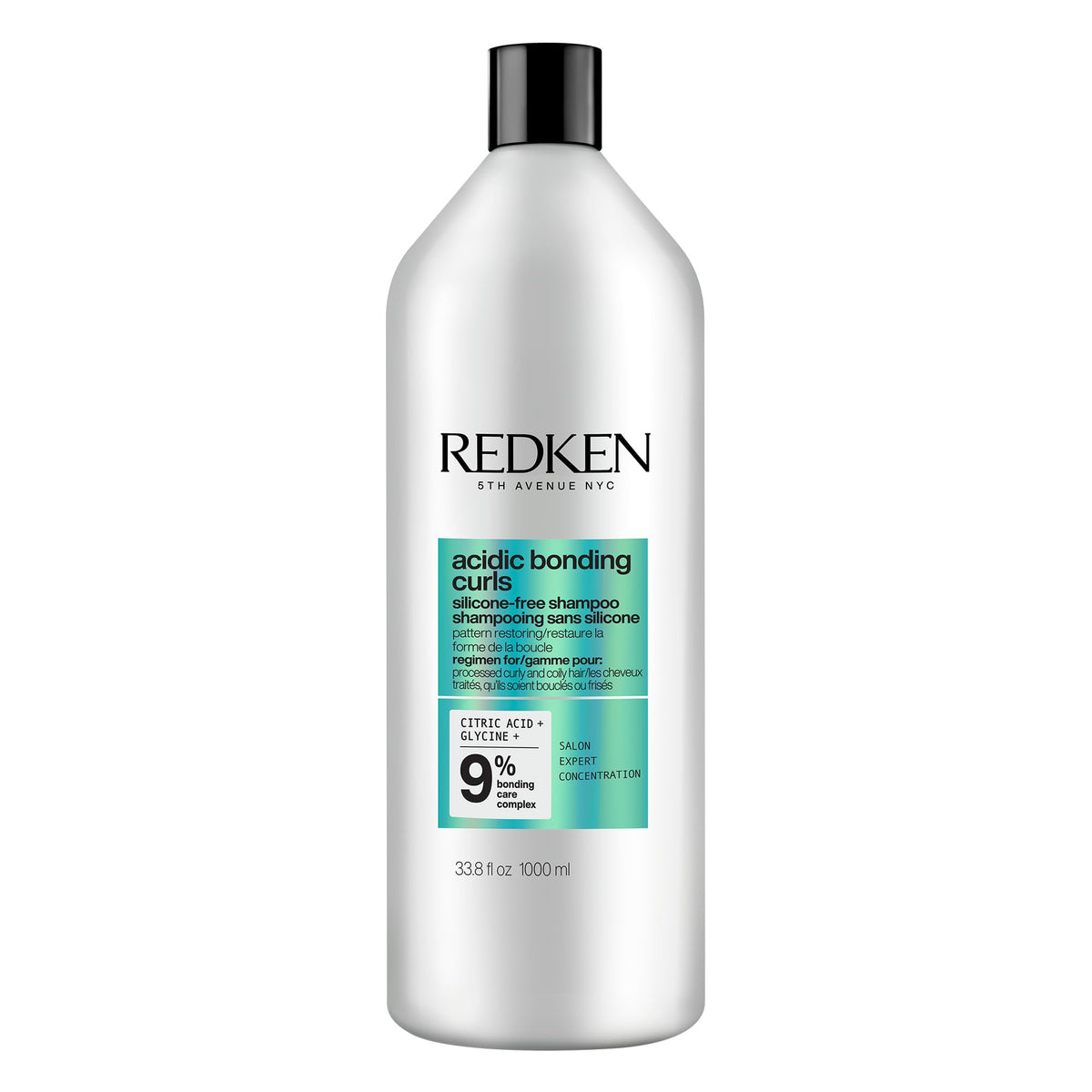 Redken bottle front view showing Acidic Bonding Curls shampoo and brand clarity