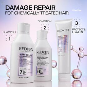 Redken bottle with citrus and botanical props to represent citric acid and bonding complex