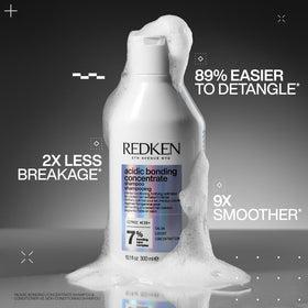 Redken shampoo thick texture on hand being dispensed, highlighting concentrated use